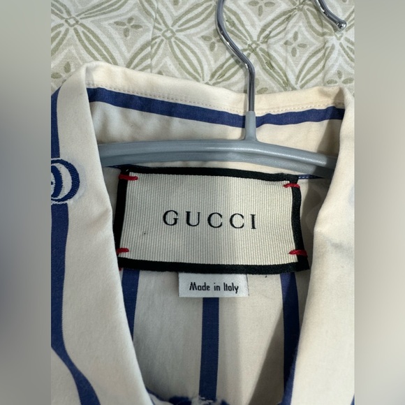 GUCCI DOUBLE G STRIPE COTTON SHIRT